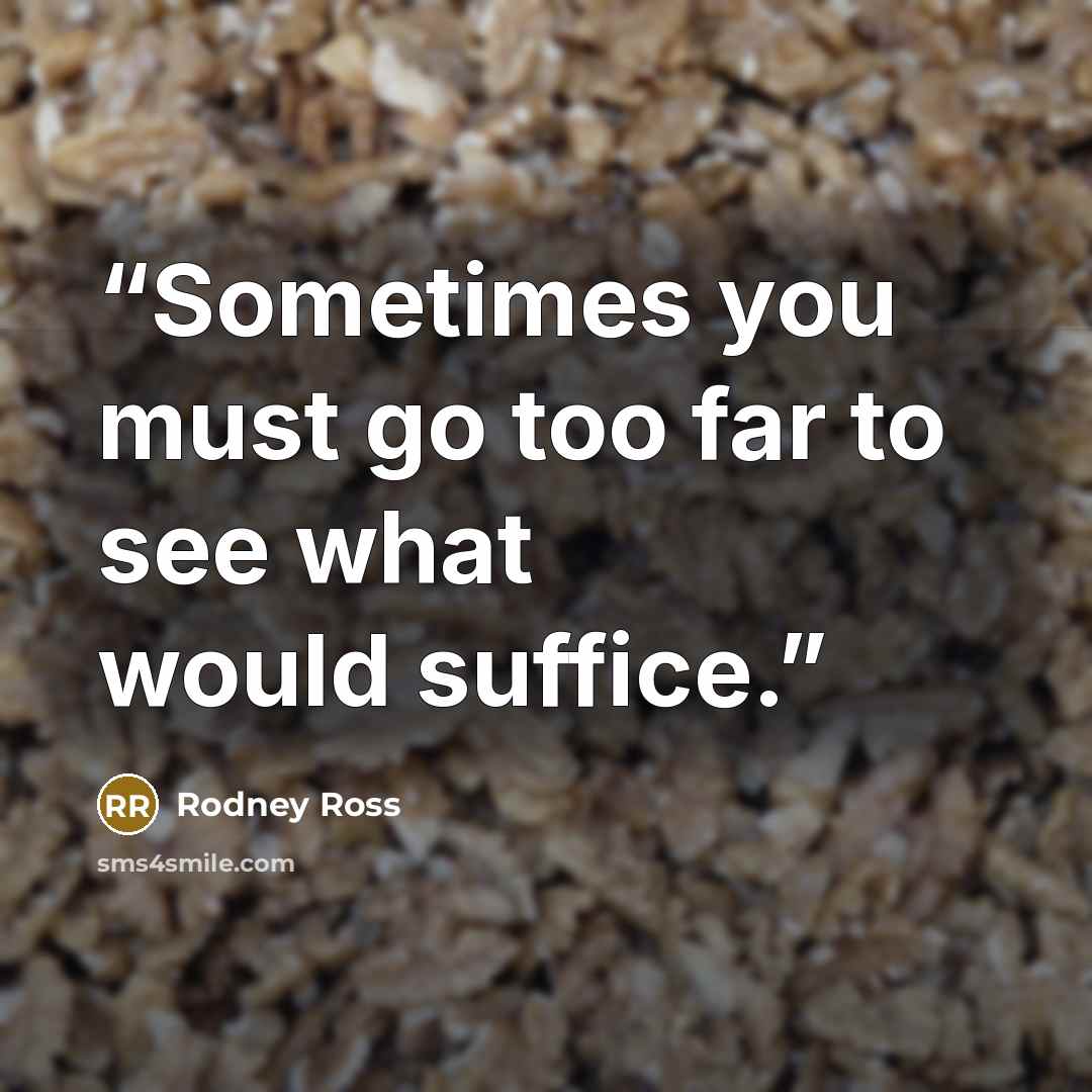 “Sometimes you must go too far to see what would suffice.” quote by Rodney Ross