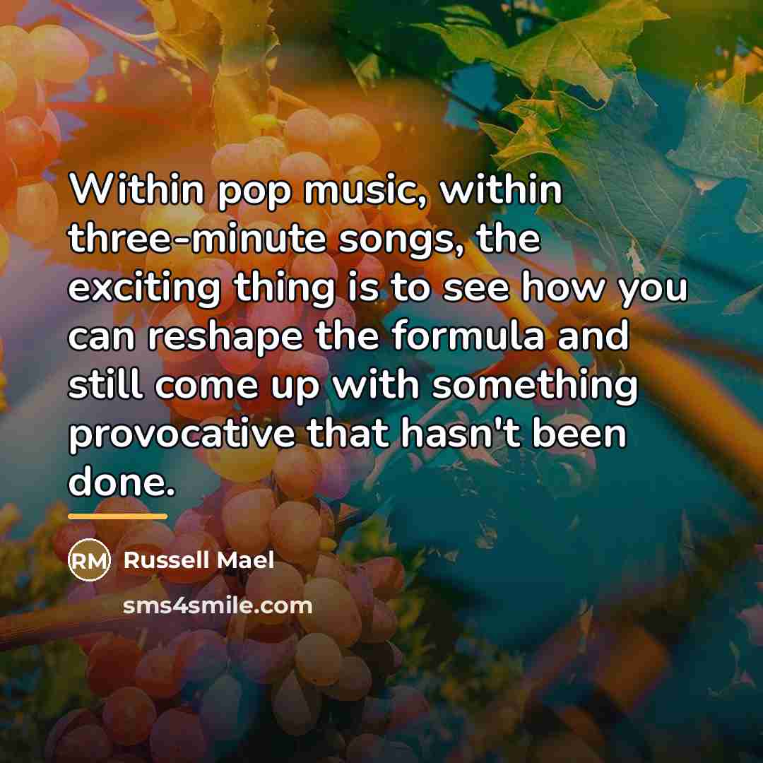 “Within pop music, within three-minute songs, the exciting thing is…” quote by Russell Mael
