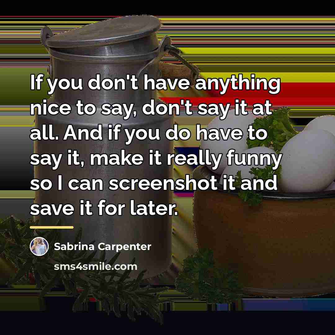 “If you don't have anything nice to say, don't say…” quote by Sabrina Carpenter