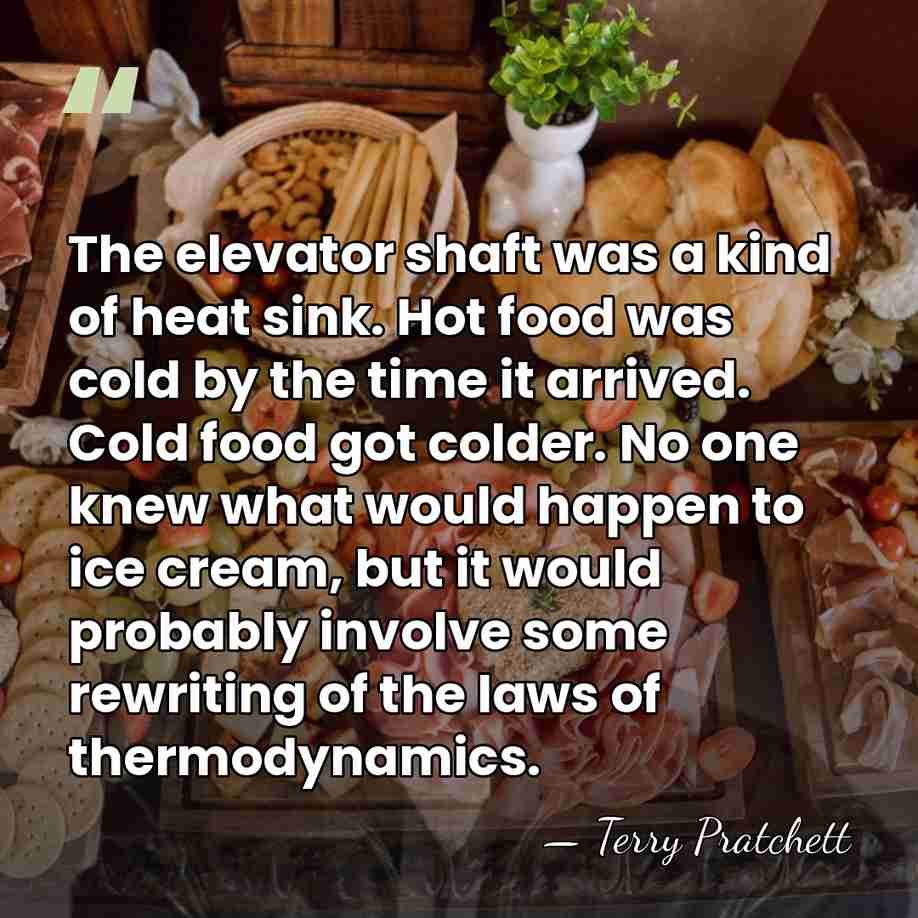 The elevator shaft was a kind of heat sink. Hot food was&hellip; - Terry Pratchett