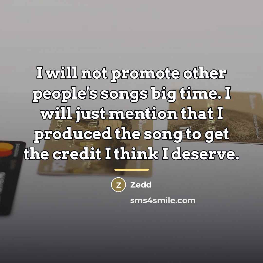 “I will not promote other people's songs big time. I…” quote by Zedd
