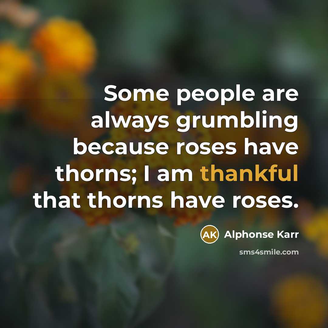 “Some people are always grumbling because roses have thorns; I…” quote by Alphonse Karr