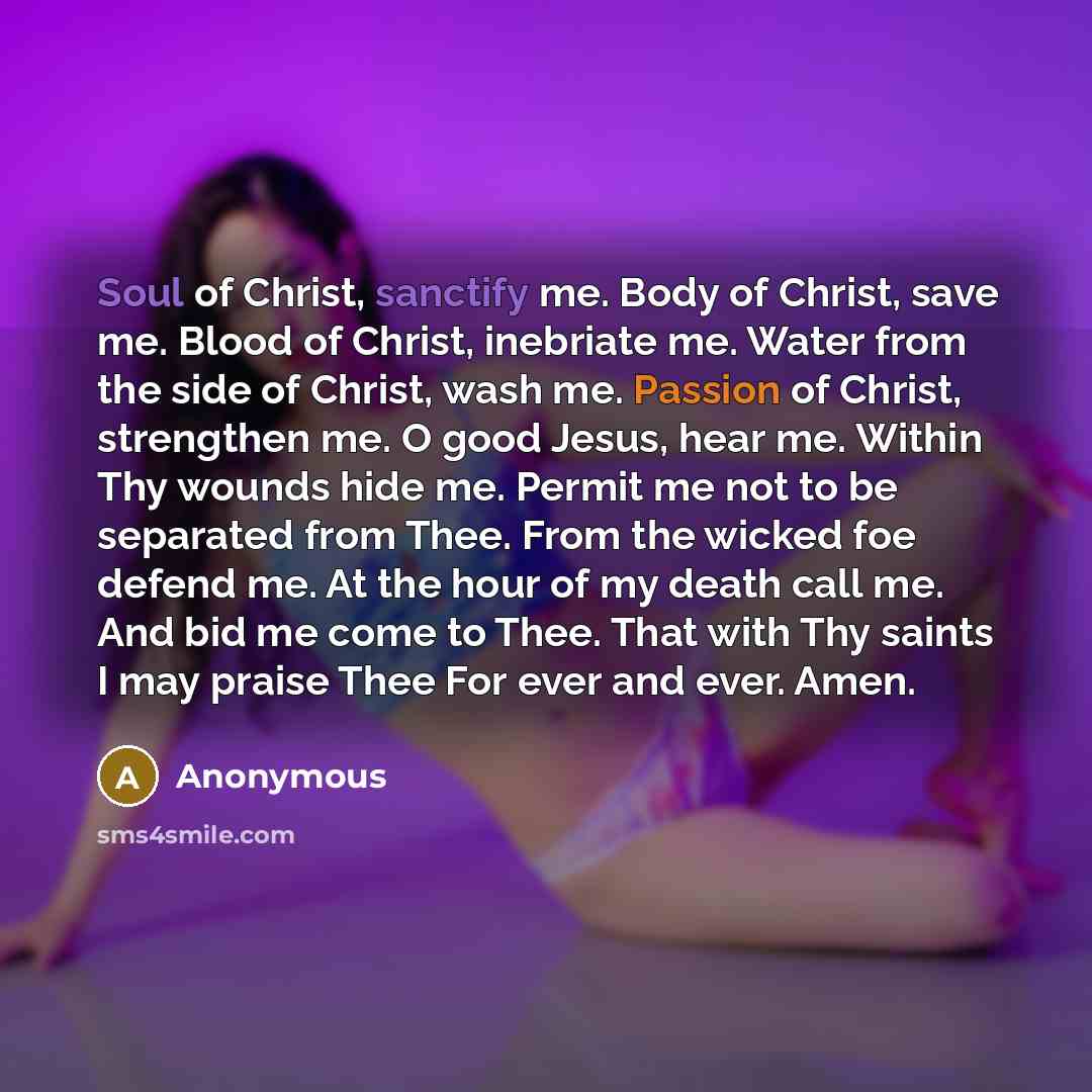 “Soul of Christ, sanctify me. Body of Christ, save me.…” quote by Anonymous