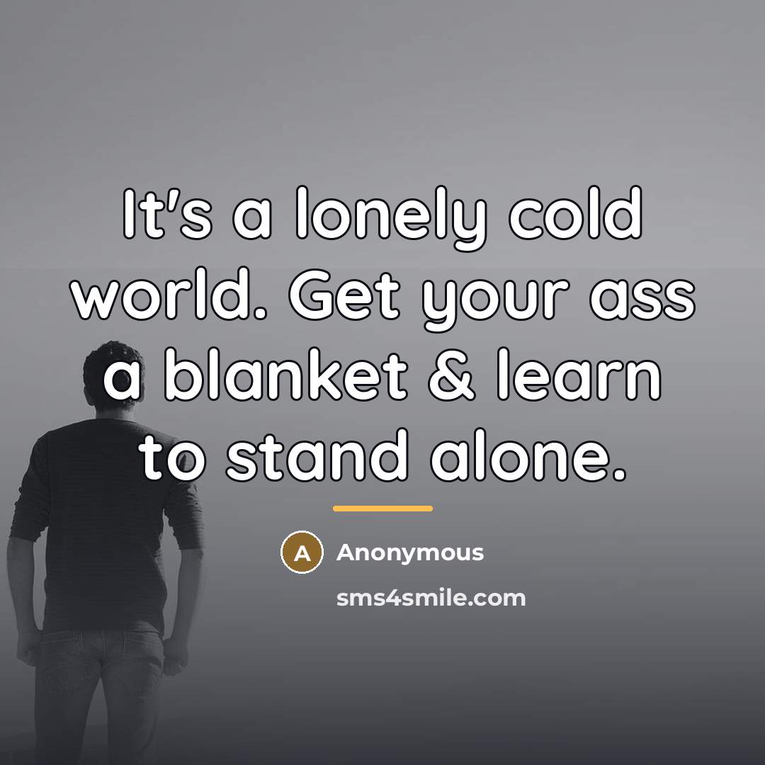 “It's a lonely cold world. Get your ass a blanket…” quote by Anonymous