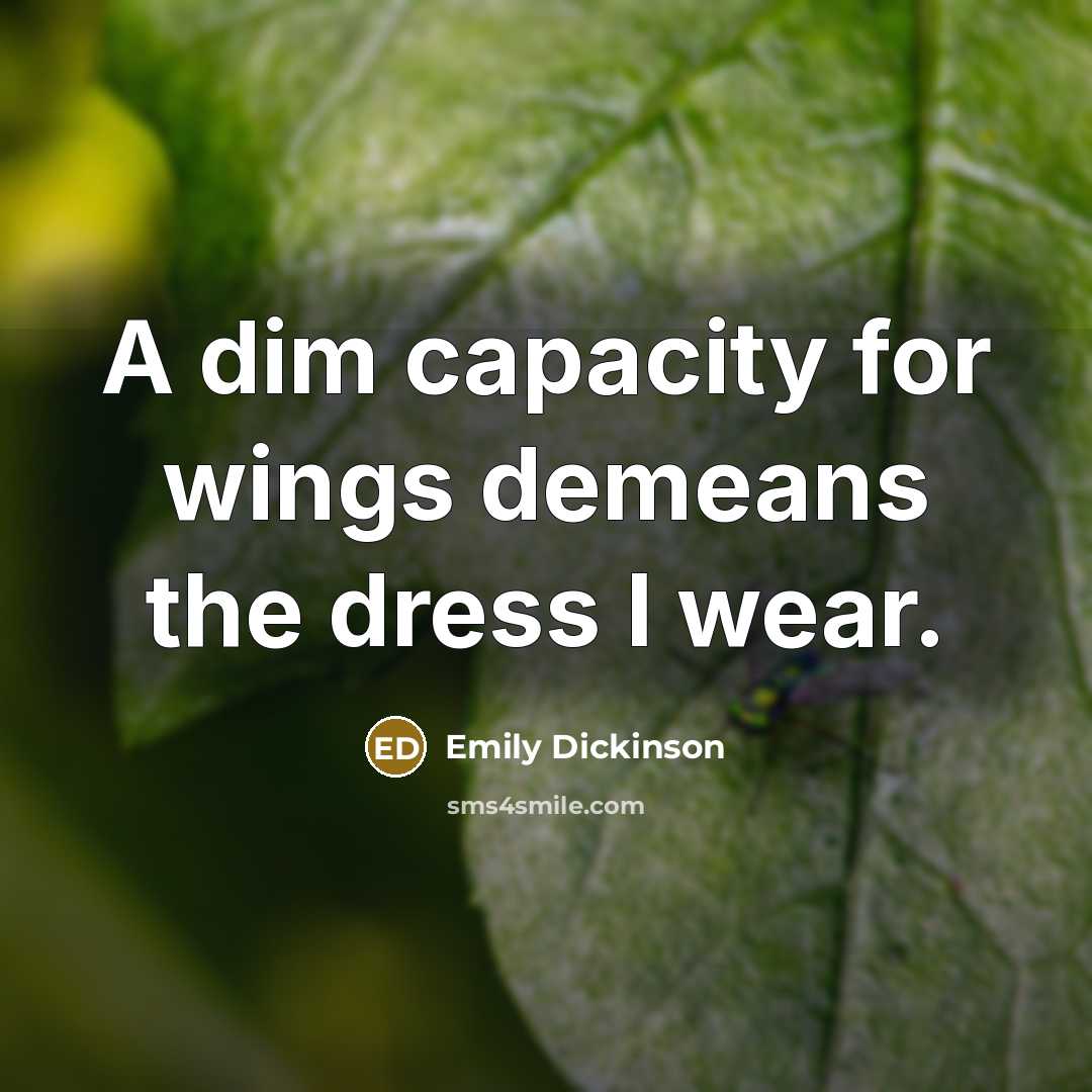 “A dim capacity for wings demeans the dress I wear.…” quote by Emily Dickinson