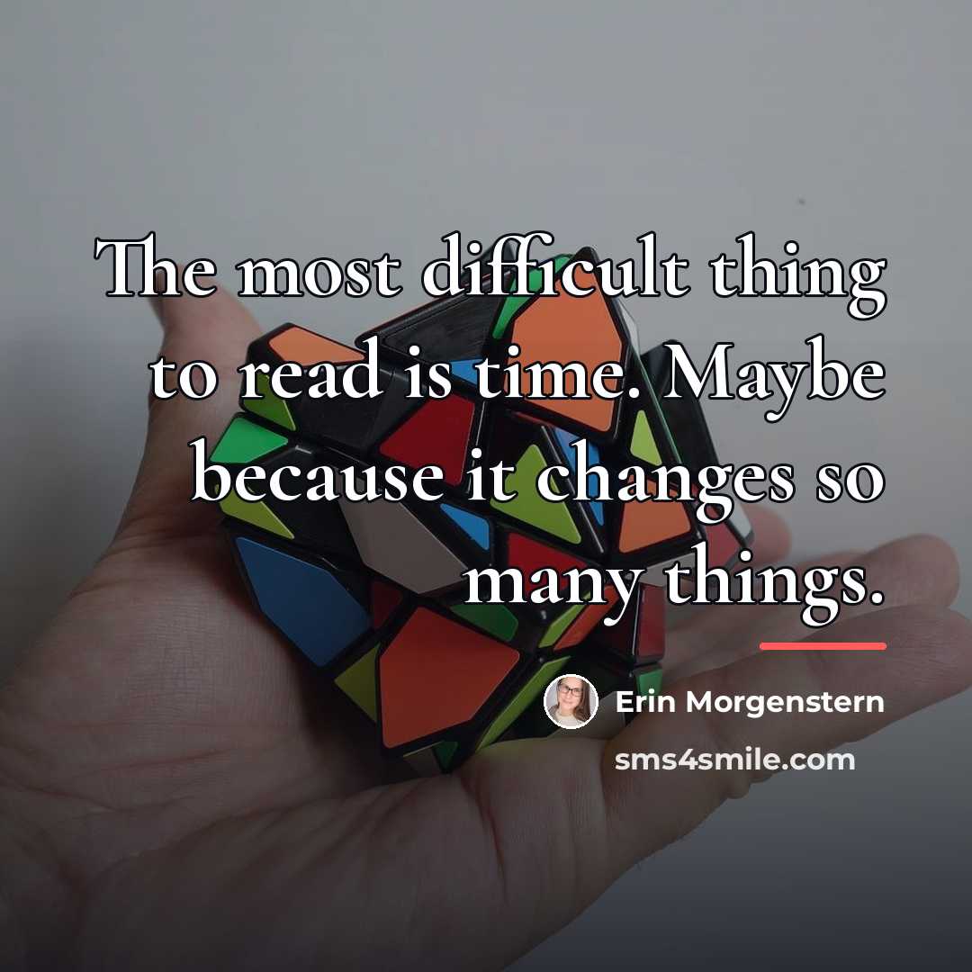 “The most difficult thing to read is time. Maybe because…” quote by Erin Morgenstern