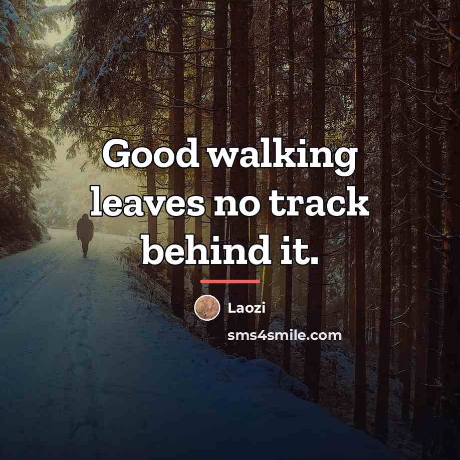 “Good walking leaves no track behind it.…” quote by Laozi
