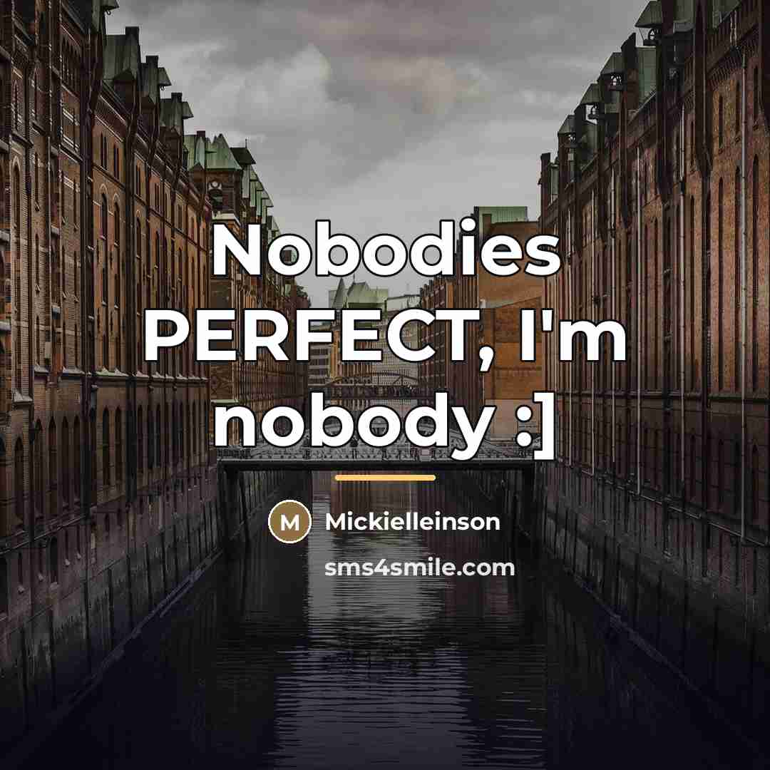 “Nobodies PERFECT, I'm nobody :]…” quote by Mickielleinson