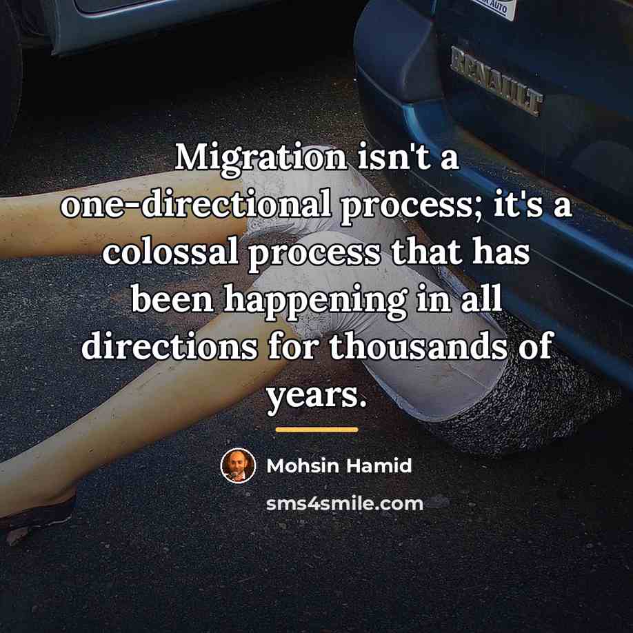 “Migration isn't a one-directional process; it's a colossal process that…” quote by Mohsin Hamid