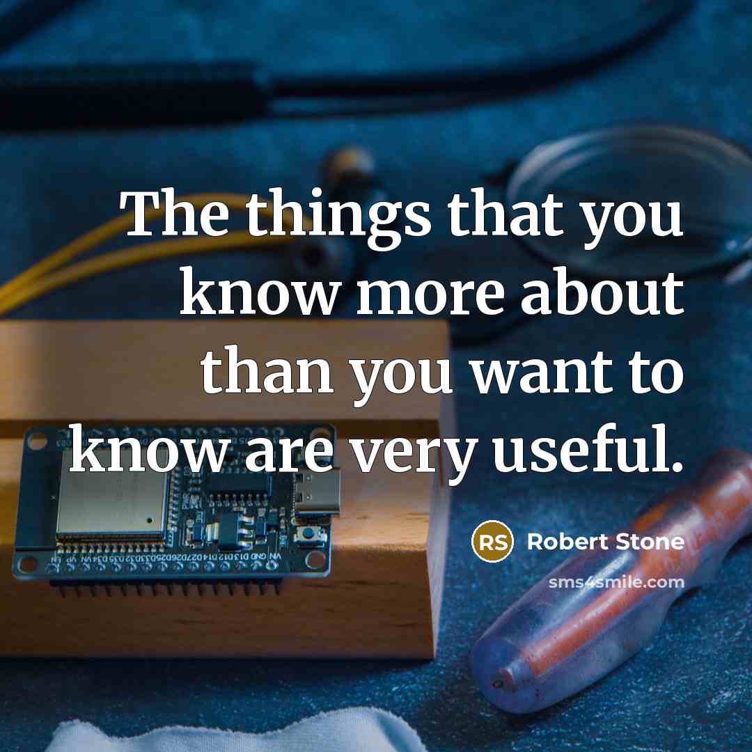 “The things that you know more about than you want to know are very useful.” quote by Robert Stone