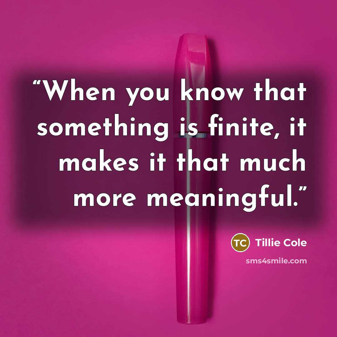 “When you know that something is finite, it makes it that much more meaningful.” quote by Tillie Cole