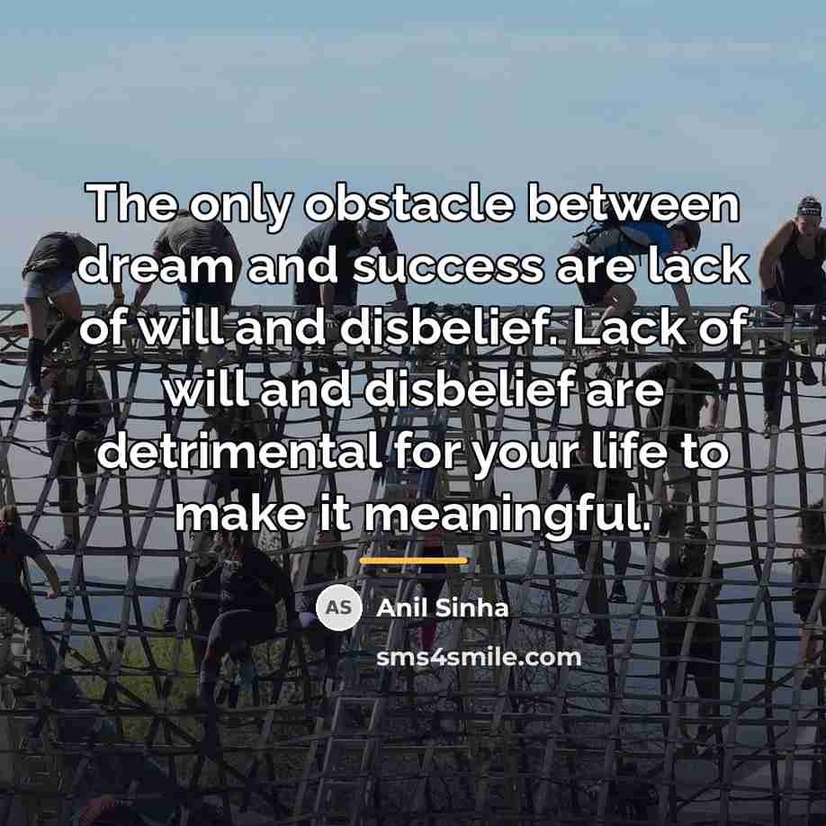 “The only obstacle between dream and success are lack of…” quote by Anil Sinha