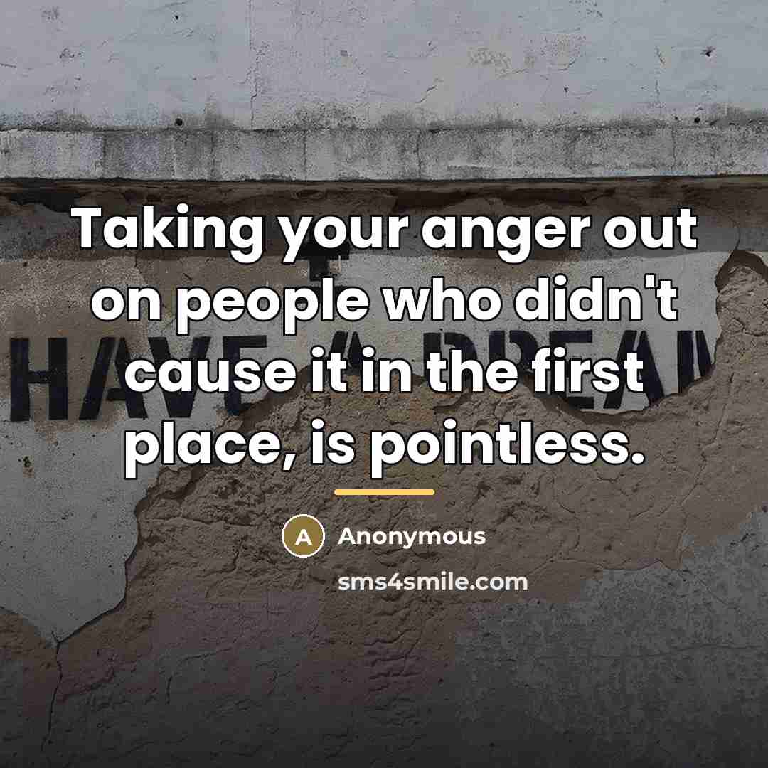“Taking your anger out on people who didn't cause it…” quote by Anonymous