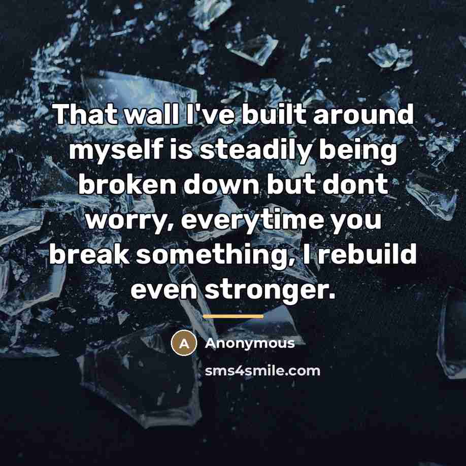 “That wall I've built around myself is steadily being broken…” quote by Anonymous