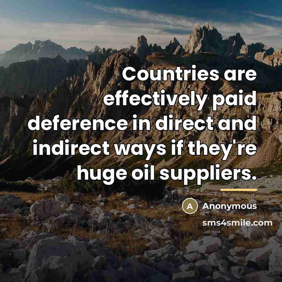 “Countries are effectively paid deference in direct and indirect ways…” quote by Anonymous