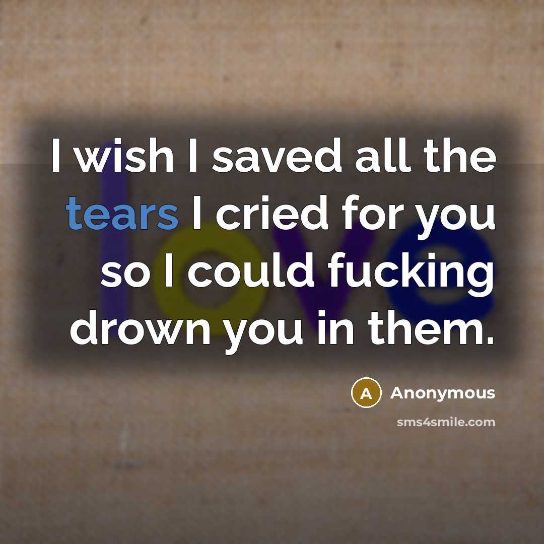 “I wish I saved all the tears I cried for…” quote by Anonymous