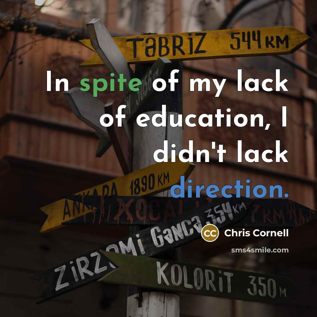“In spite of my lack of education, I didn't lack…” quote by Chris Cornell