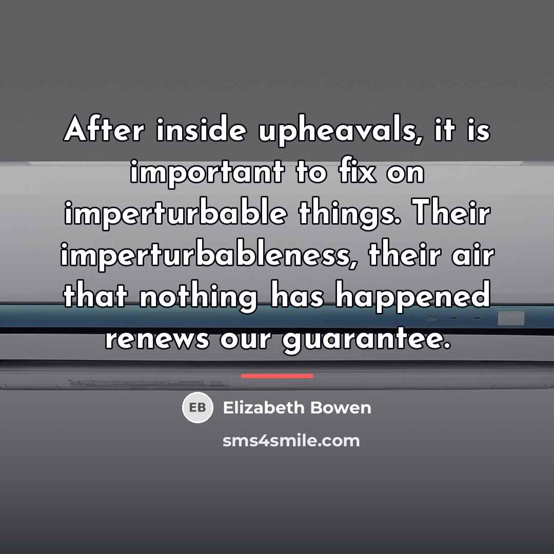 “After inside upheavals, it is important to fix on imperturbable…” quote by Elizabeth Bowen