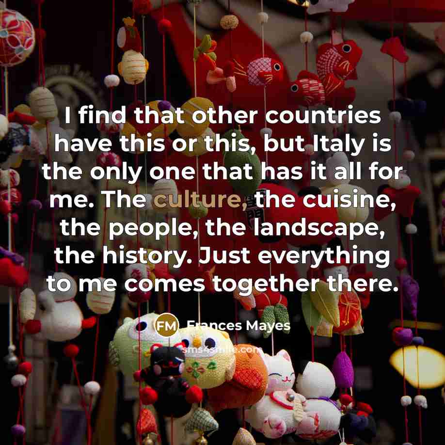 “I find that other countries have this or this, but…” quote by Frances Mayes