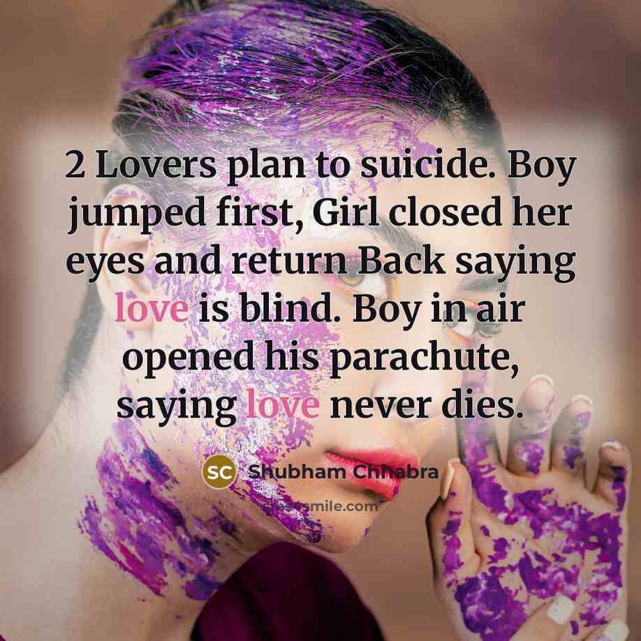 “2 Lovers plan to suicide. Boy jumped first, Girl closed…” quote by Shubham Chhabra