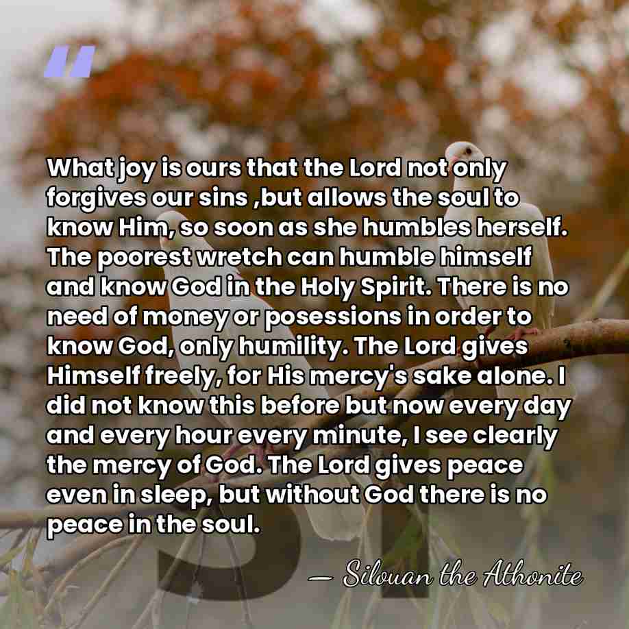What joy is ours that the Lord not only forgives our sins&hellip; - Silouan the Athonite