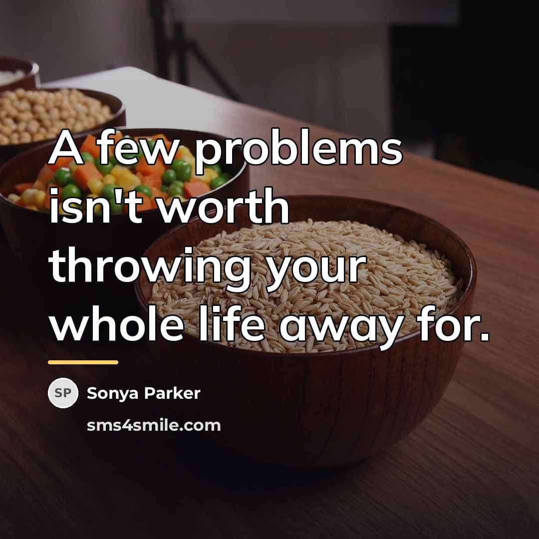 “A few problems isn't worth throwing your whole life away…” quote by SONYA PARKER