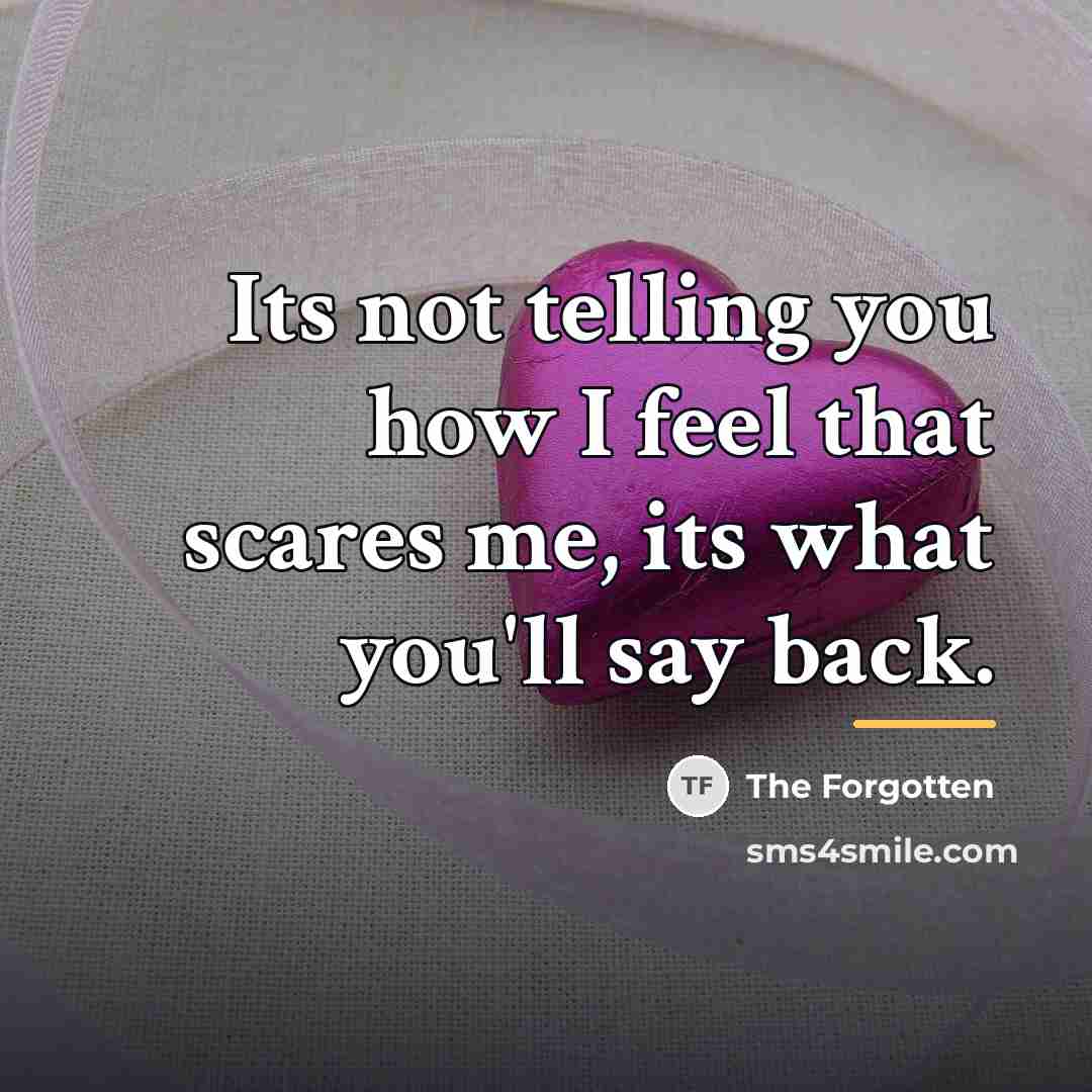 “Its not telling you how I feel that scares me,…” quote by The Forgotten