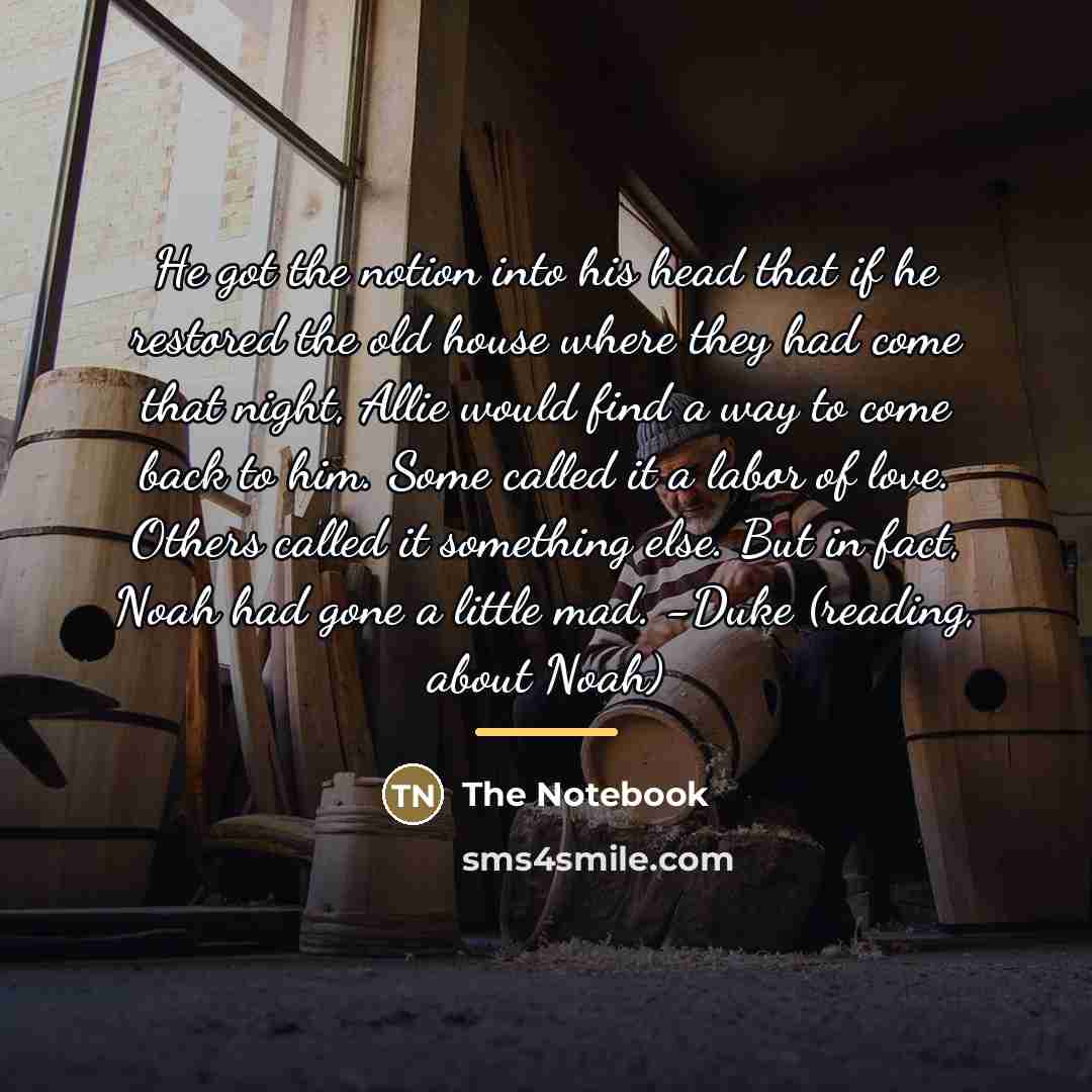 “He got the notion into his head that if he…” quote by The Notebook