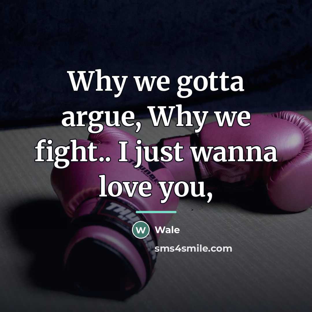 “Why we gotta argue, Why we fight.. I just wanna…” quote by Wale