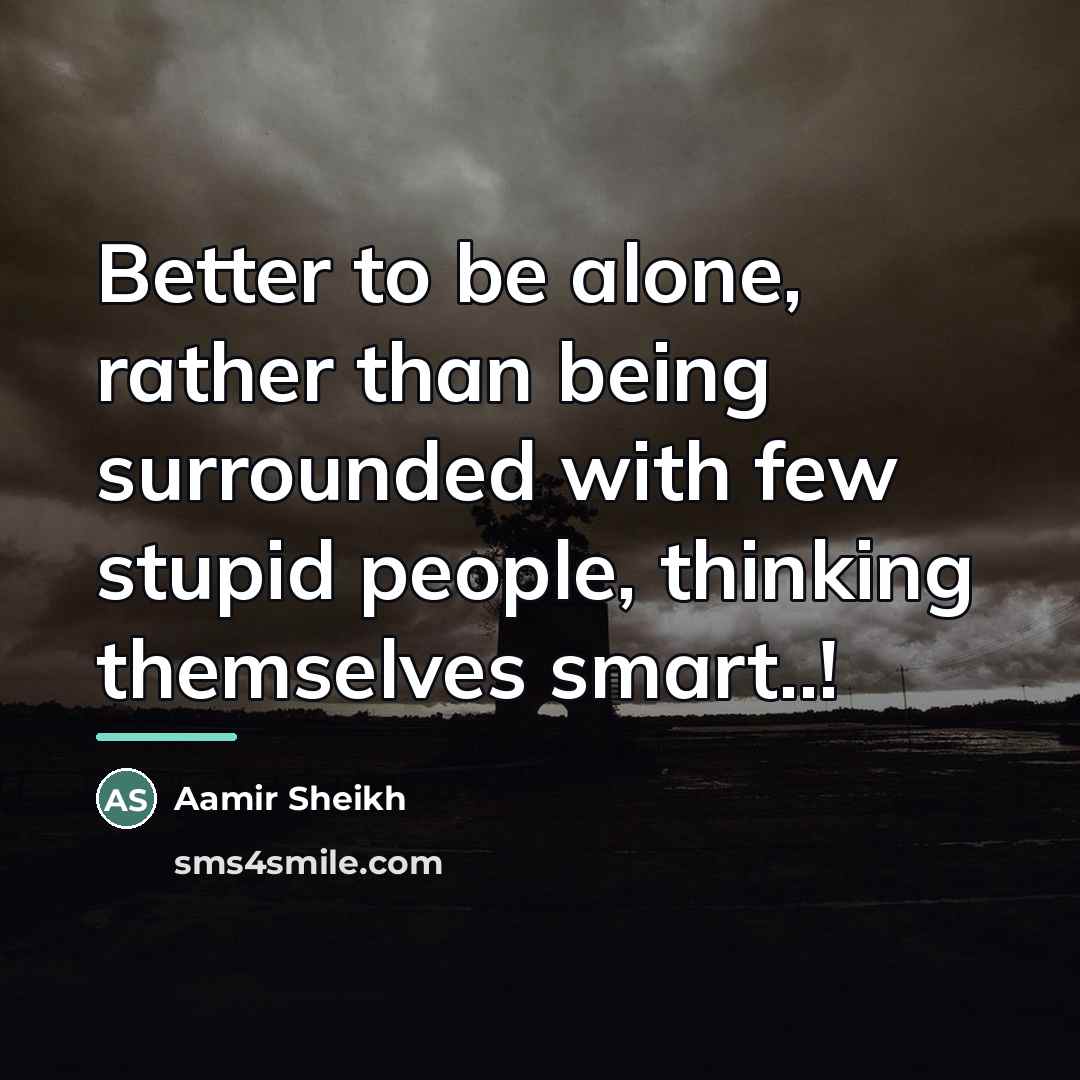 “Better to be alone, rather than being surrounded with few…” quote by Aamir Sheikh