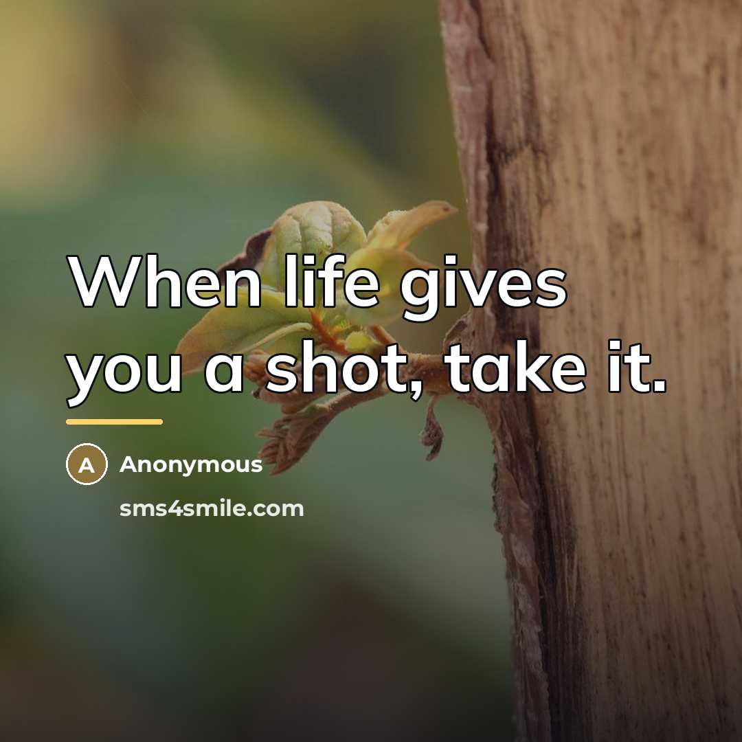 “When life gives you a shot, take it.…” quote by Anonymous
