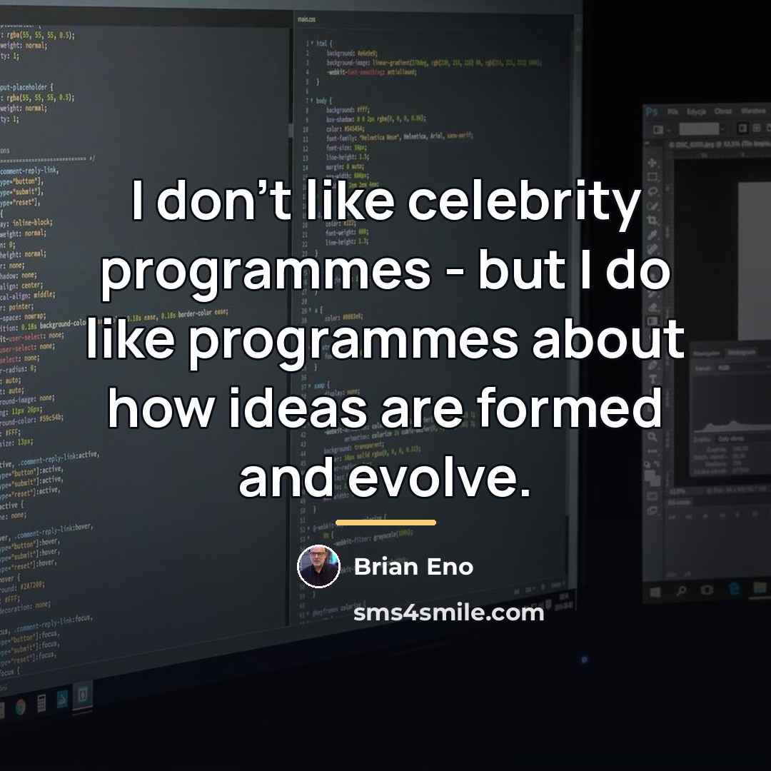 “I don't like celebrity programmes - but I do like…” quote by Brian Eno