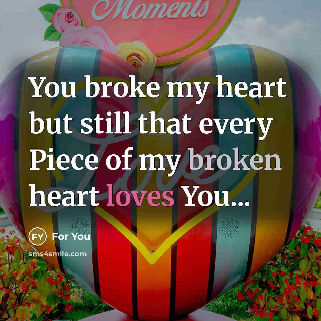 “You broke my heart but still that every Piece of…” quote by For You
