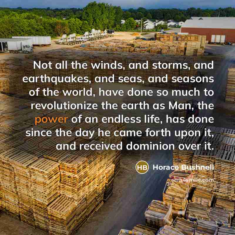“Not all the winds, and storms, and earthquakes, and seas,…” quote by Horace Bushnell