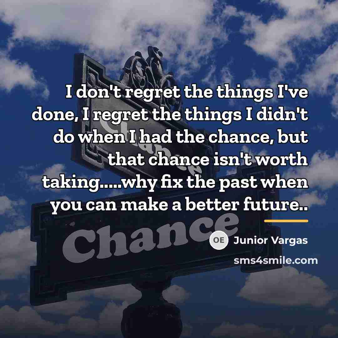 “I don't regret the things I've done, I regret the…” quote by Junior Vargas