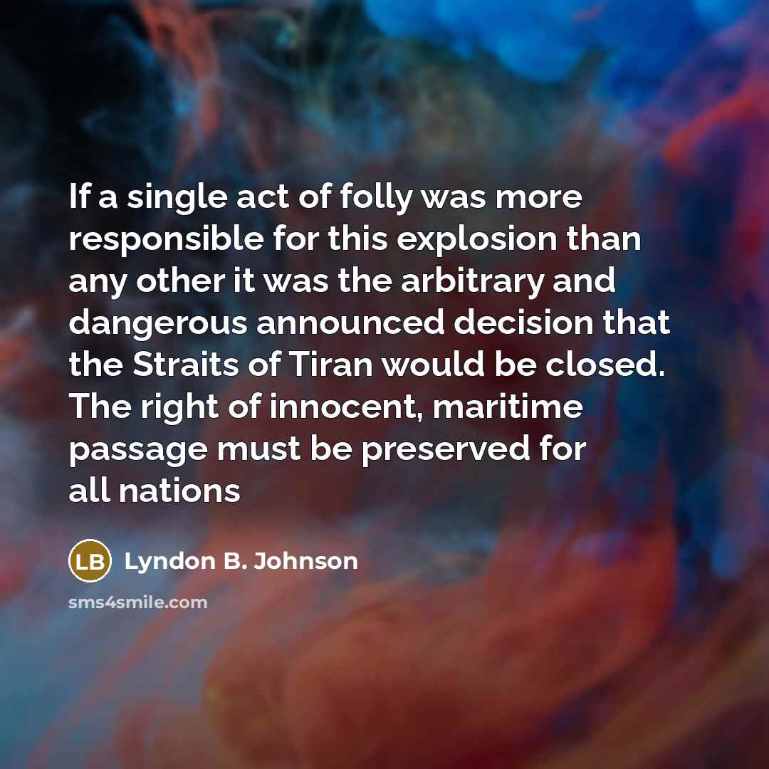 “If a single act of folly was more responsible for…” quote by Lyndon B. Johnson