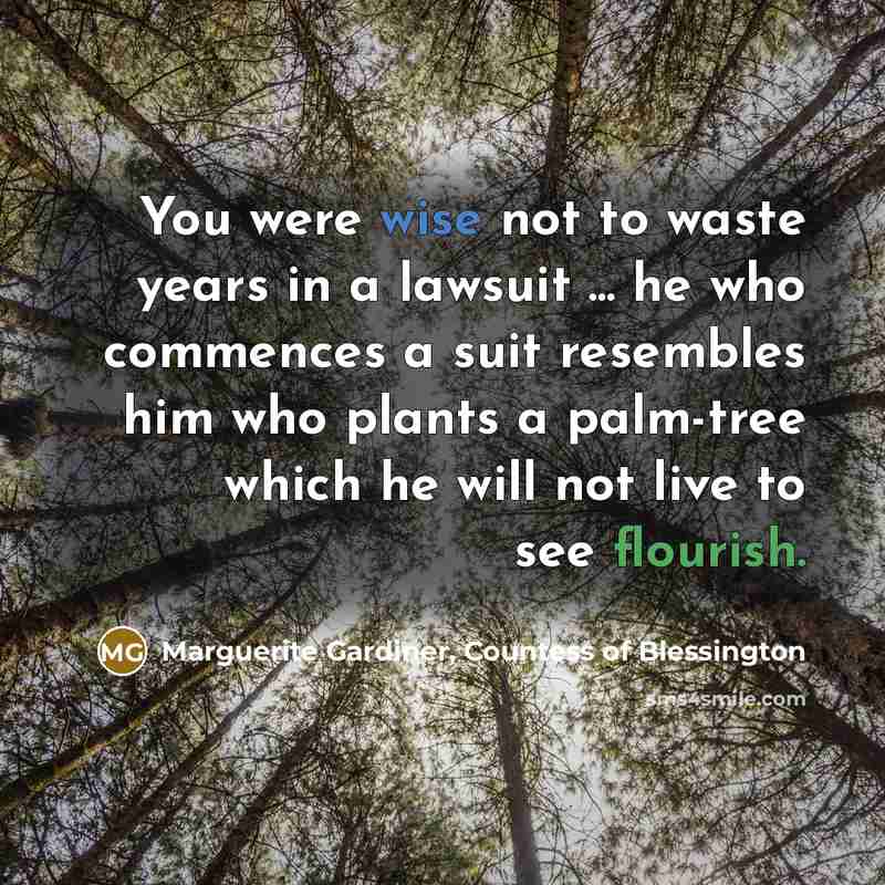 “You were wise not to waste years in a lawsuit…” quote by Marguerite Gardiner, Countess of Blessington