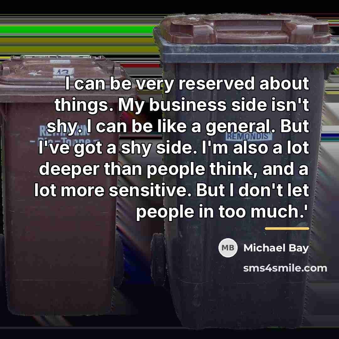 “I can be very reserved about things. My business side…” quote by Michael Bay