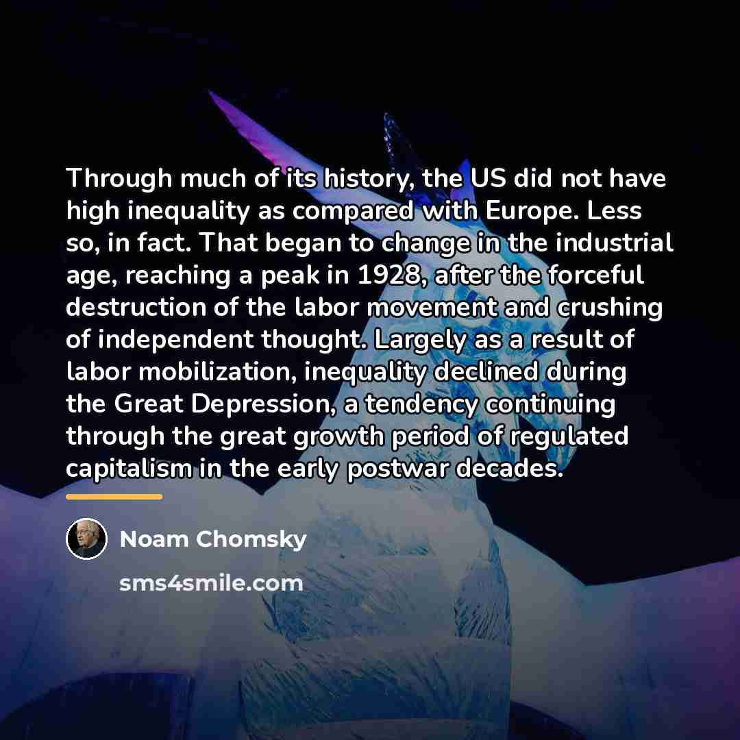“Through much of its history, the US did not have…” quote by Noam Chomsky