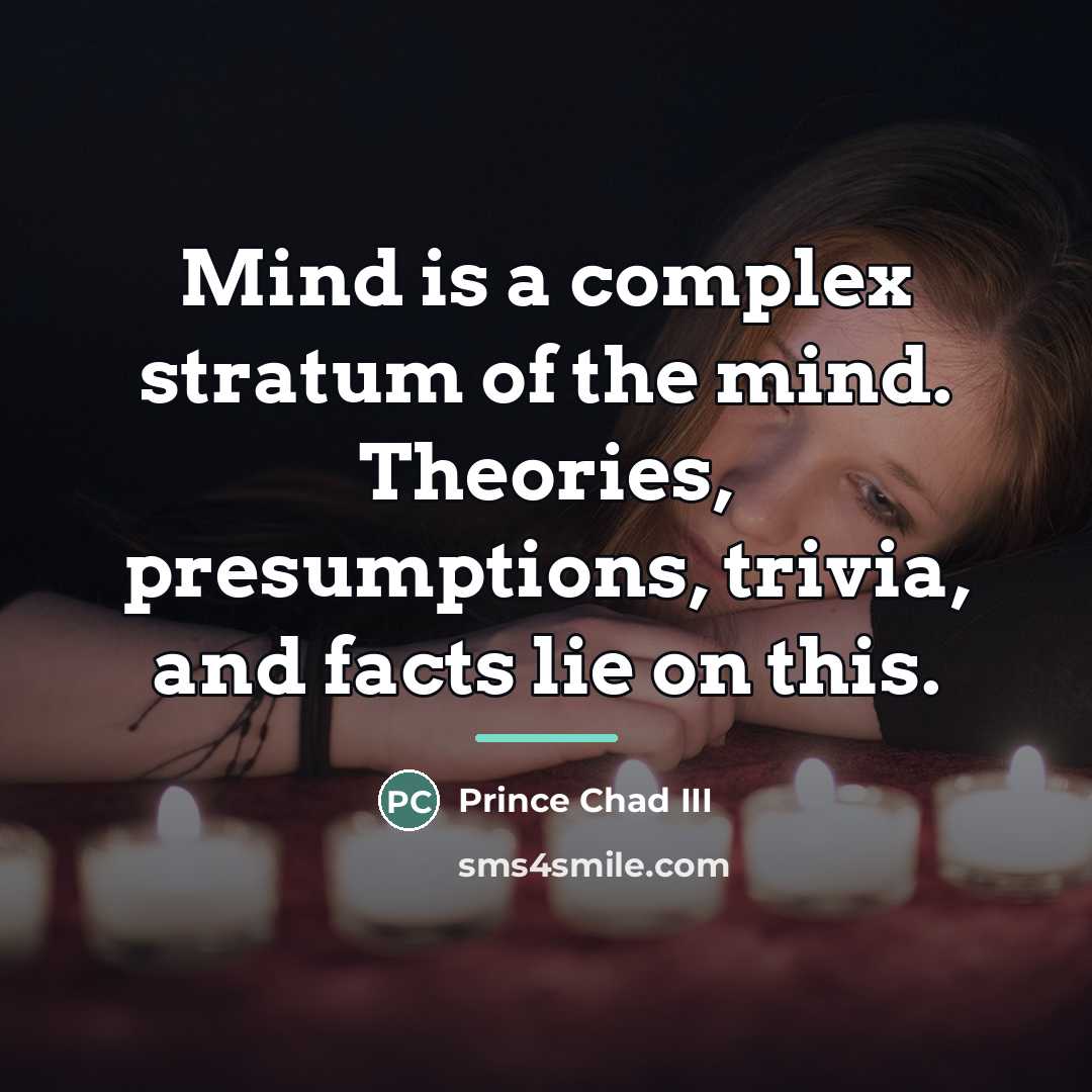 “Mind is a complex stratum of the mind. Theories, presumptions,…” quote by Prince Chad III