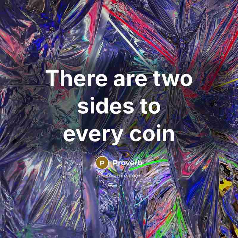 “There are two sides to every coin…” quote by Proverb