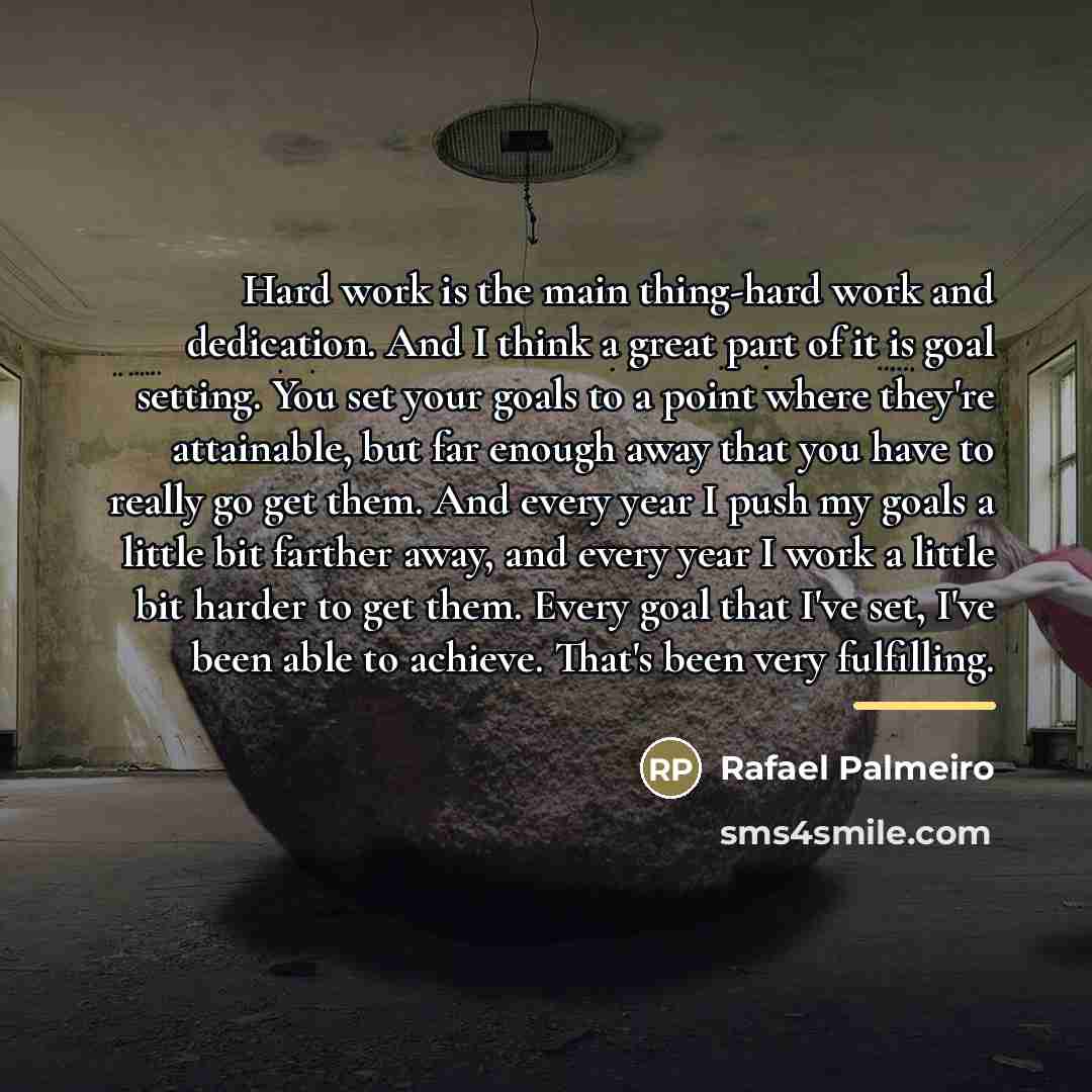 “Hard work is the main thing-hard work and dedication. And…” quote by Rafael Palmeiro
