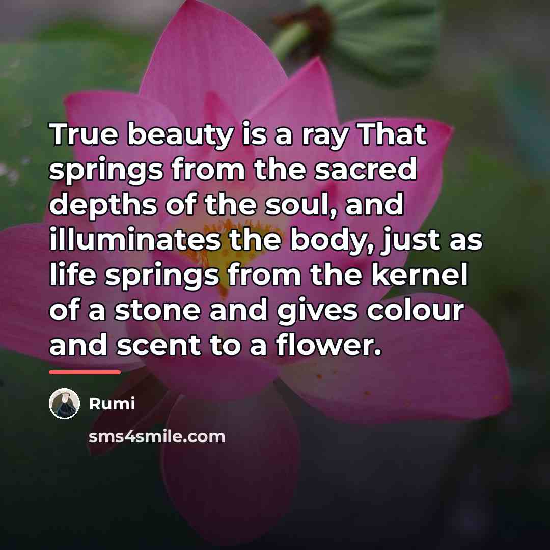 “True beauty is a ray That springs from the sacred…” quote by Rumi