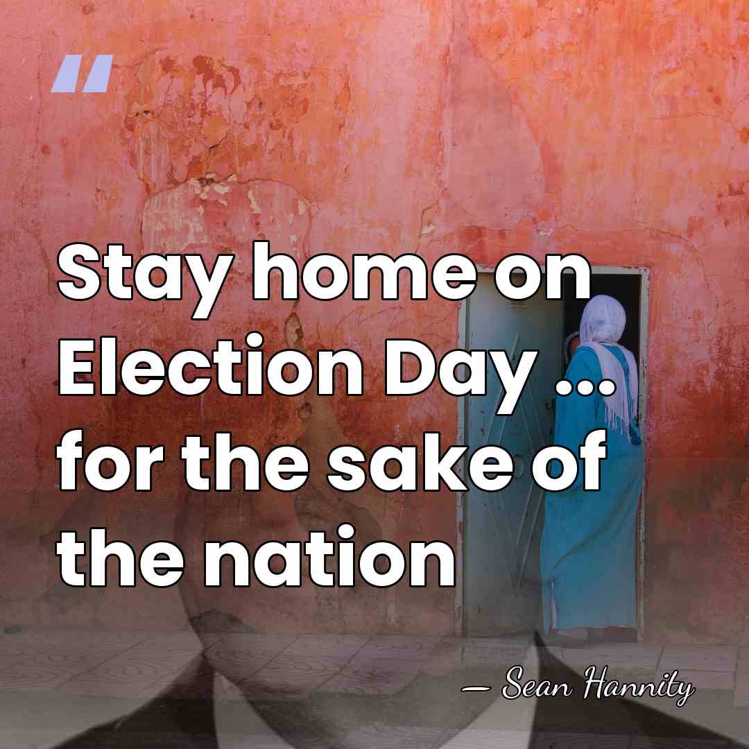 Stay home on Election Day ... for the sake of the nation - Sean Hannity