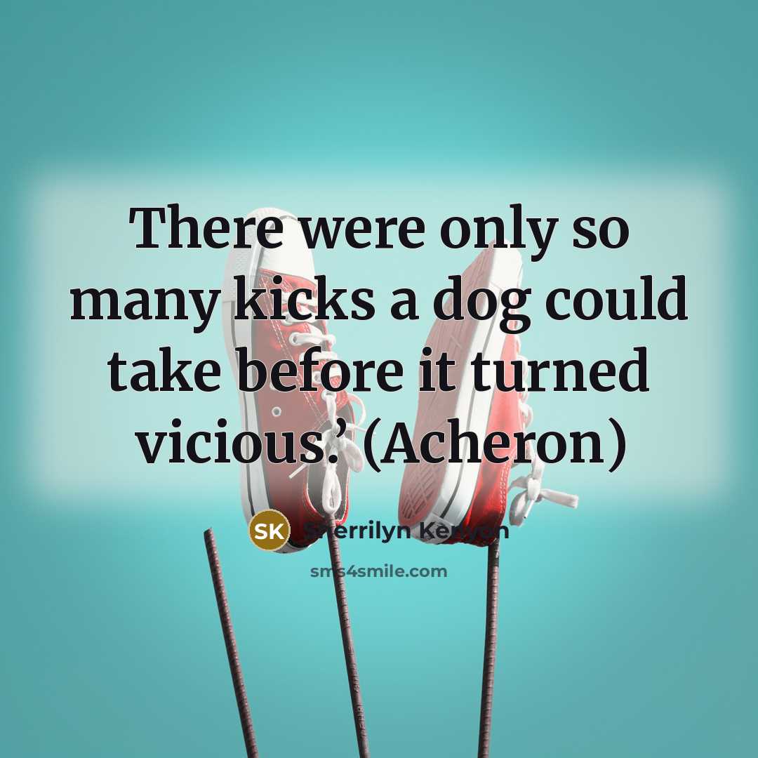 “There were only so many kicks a dog could take…” quote by Sherrilyn Kenyon