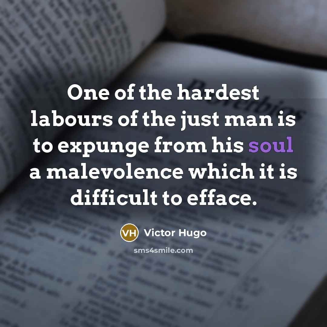 “One of the hardest labours of the just man is…” quote by Victor Hugo