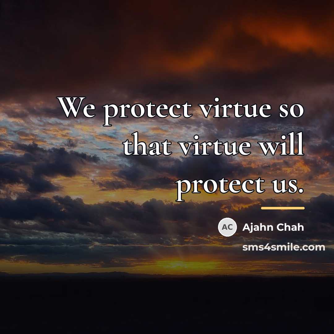 “We protect virtue so that virtue will protect us.…” quote by Ajahn Chah