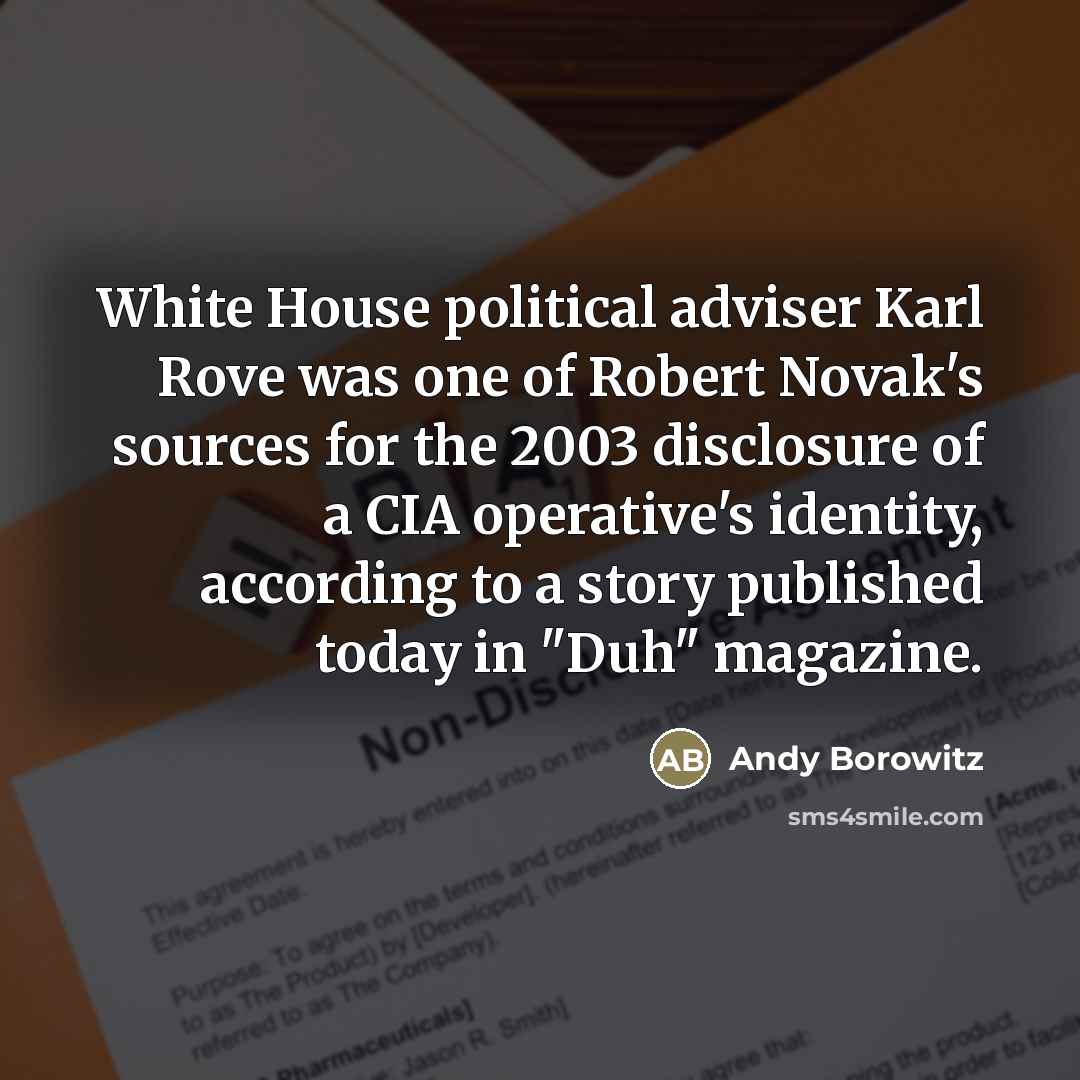 “White House political adviser Karl Rove was one of Robert…” quote by Andy Borowitz
