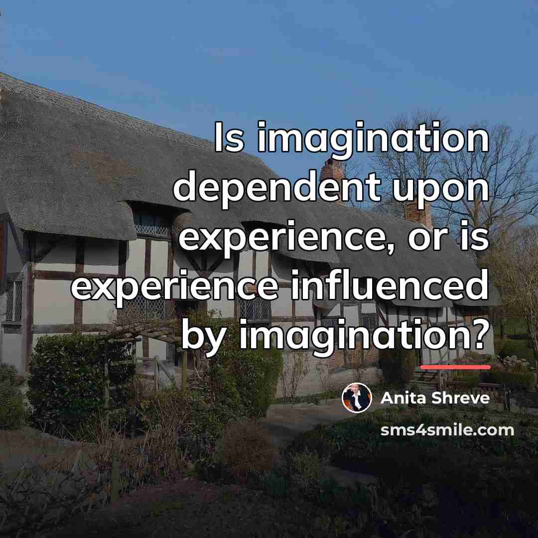“Is imagination dependent upon experience, or is experience influenced by…” quote by Anita Shreve