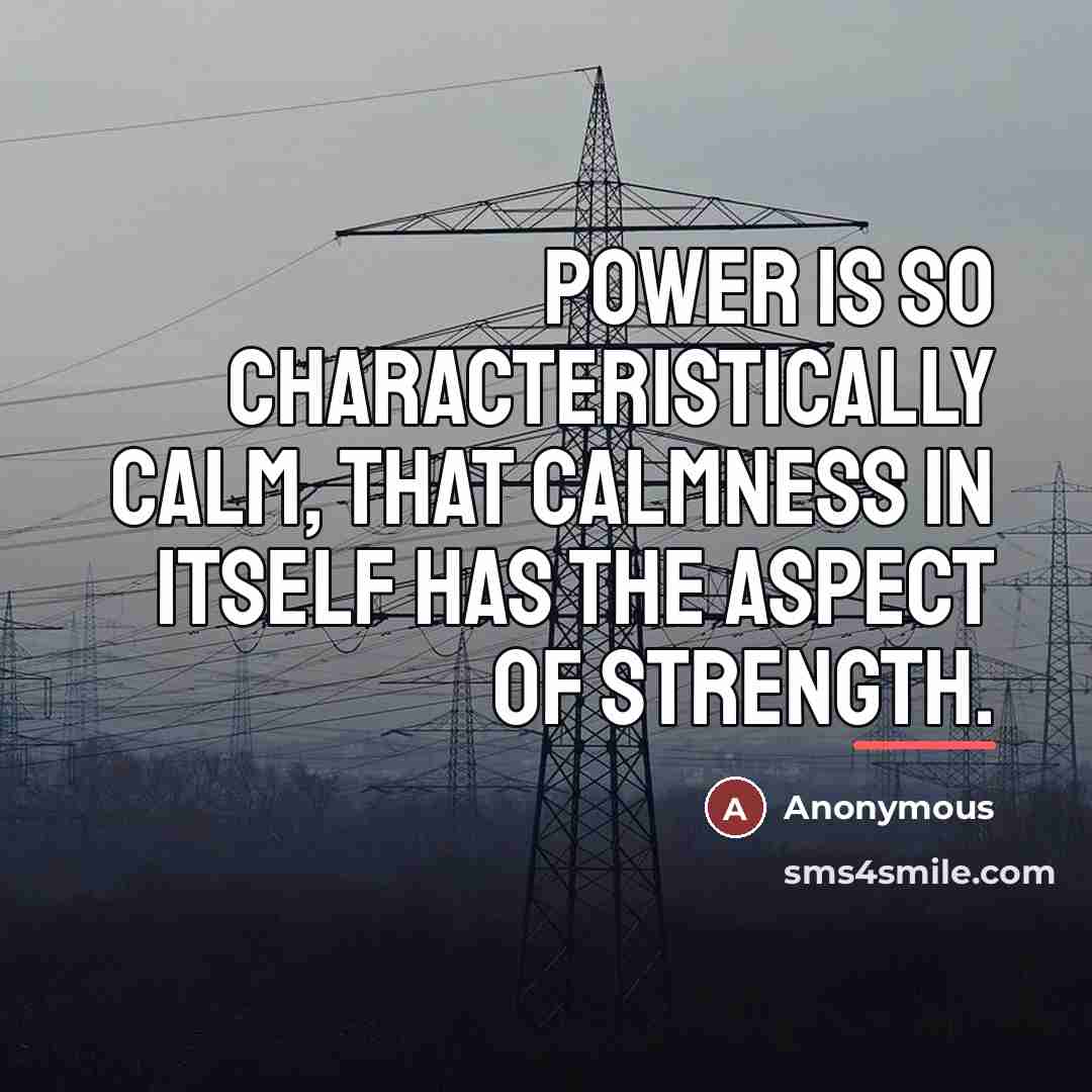 “Power is so characteristically calm, that calmness in itself has…” quote by Anonymous
